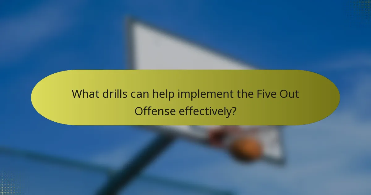 What drills can help implement the Five Out Offense effectively?